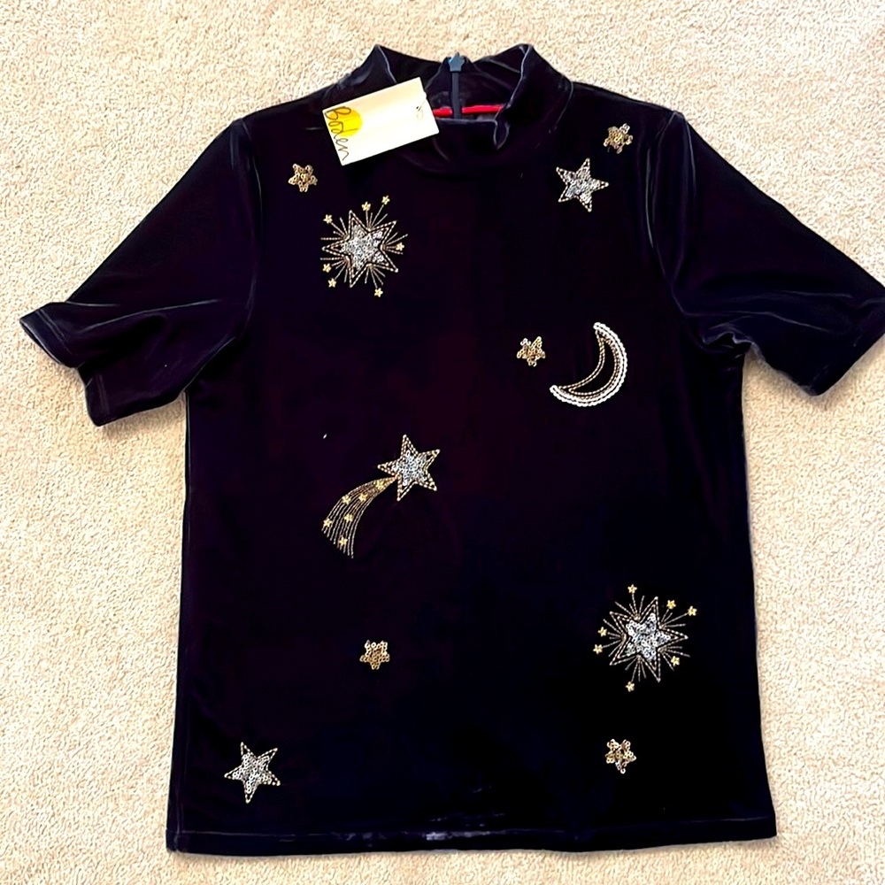 Biden velvet top, dark blue, size 8-9years